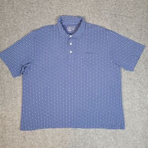 Peter Millar Men's 2XL Golf Polo Shirt Blue Short Sleeve Polka Dot Shell Print